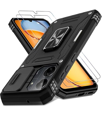 Yohii Handyhülle Mit Ringständer Für Xiaomi Poco C65 / Redmi 13C - Stoßfest, Mit 2 Schutzfolien