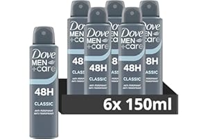 DOVE MEN + CARE Dove Men+Care Classic with ¼ moisturising cream Men's Antiperspirant Deodorant Body Spray for 48 hour protection against sweat and odour 150 ml, Pack of 6