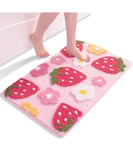 Tappetino Da Bagno A Forma Di Fiore In Microfibra - Morbido, Antiscivolo 65x65cm (Rosa) - Foto 10