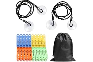 XNBTFK 2 PCS Travel Washing Line, Portable Washing Line with 20 Clips and Black Bag, Camping Clothes Line, Black Extendable Travel Laundry Line for Camping Travel Clothes Laundry Drying Outdoor