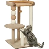 PawHut Tree Scratching Post for Cats Tower Climber 86 cm Brown and Beige | Cat Tree with Bed, Jumping Platform, Jute Poles, T