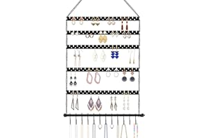 ESLUKER.LY Metal Art Jewelry Organizer Wall Mounted, Hanging Jewelry Organizer Wall Earring Organizer Necklace Bracelet Holder over the Door, 6 Layer and 12 Hooks, Jewelry Holder for Earrings, Necklaces
