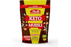 STELLA EVOLUZIONE ALIMENTARE Stella Keto Diet Muesli con Granella di Cacao Bio | Low Carb | 6 x 250g | 29% High Protein | Low Sugar | High Fiber | Dieta Chetogenica | Confezione in Carta Ricicalbile e Richiudibile |