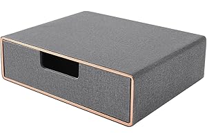 XNONE Cassettiera da scrivania con scomparto A4 chiuso, in pelle PU, organizer per gioielli, apertura a forma di U, cuciture cucite a mano, grigio