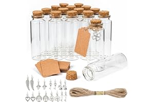 EUES Tubos de ensayo con corcho, 16 unidades x 40 ml, botellas pequeñas para rellenar, tubos de ensayo con corcho para regalos de invitados de boda (30 mm x 85 mm) (16)