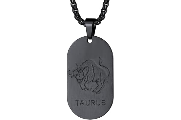 FaithHeart Collier Signe Astrologique Homme Femme Noir Acier Inoxydable,Pendentif Plaque Militaire Zodiaque avec Chaîne Réglable