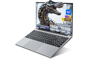 Ordenador Portátil 15,6" Celeron N95, PC Portátil Win 11 16GB RAM 512GB SSD, Laptop Pantalla FHD IPS, Teclado Retroiluminado con Huella Dactilar, USB3.0, HDMI, WiFi 5 - Computadora Portátil Versátil