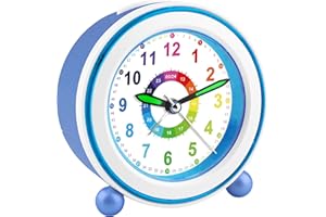 GUUMUXIN Réveil Analogique sans Tic-Tac avec Veilleuse, Horloge de Chevet avec Snooze, Réveil Éducatif à Piles pour Garçons et Filles