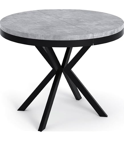 Table à Manger Ronde Extensible Style Loft - Pieds Métal Doré - De 100 à 180 Cm - Marbre Blanc - 7