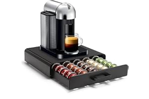 SYSYLY Porta Capsule da Caffè per Capsules Vertuoline,Cassetto per Cialde in Metallo, Supporto per Cilde di Caffè, Nero.