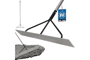 KOTARBAU® Betongraka - Stål - 62,5x9 cm - Silver Svart - Betongfördelare - Avjämningsregel med Aluminium Skaft 161,5 cm - Avj