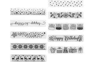 hocadon 10Styles Embossing Folders for Card Making Happy Birthday Plastic Embossing Folders 15x3cm Flower Embossing Folder for DIY Handmade Scrapbooking Paper Craft Album Stamps