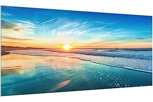 Bilderwelten Spritzschutz Glas - Romantischer Sonnenuntergang am Meer - Quer 1:2, 40cm x 80cm