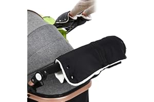 DKDDSSS Pram Pushchair Gloves, Stroller Fleece Hand Muff, Pram Gloves Hand Gloves Waterproof Windproof Anti-Freeze Extra Thick Warm Winter Baby Stroller Gloves, Black