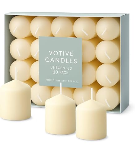Hofer Ivory Pillar Candles Bulk Set Of 20 - 1.57x2.76 Inch, 11 Hour Burn, Dripless & Smokeless (Made In Austria)