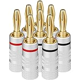 Aolso Banana Plug Speaker Connectors, 8 Pieces Banana Connector, 24K Speakers Plug Connectors for Speakers, Amplifiers and Ot