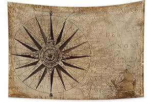 YONGFOTO 150x100cm Mapamundi Tapiz Colgar de la Pared, Clásico Indicador de dirección Barco Guión Manta para la Sala Siglo Antiguo Aventura Descubrimiento histórico para la Escuela Aula