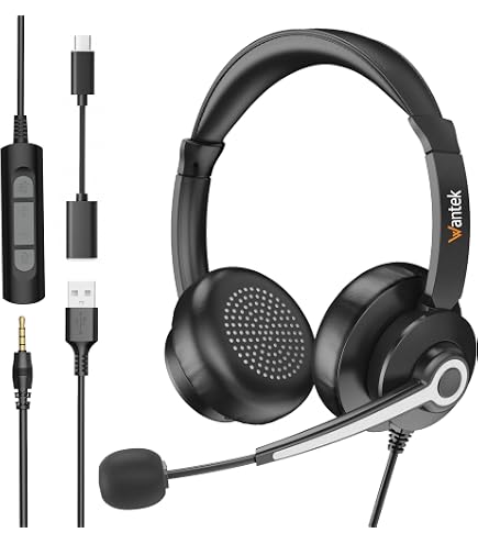 Koss CS300-USB Cuffie Per Comunicazioni, Design Doppio Padiglione, Microfono Con Cancellazione Del Rumore, Braccio Flessibile, Cablate Con Spina USB, Ideali Per Ufficio E Chiamate
