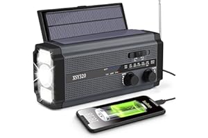 MILFECH Solar Radio, AM/FM Kurbelradio Tragbar Notfallradio mit 5000mAh Wiederaufladbare Batterie, 3 Modi LED Taschenlampe, LED Leselampe, SOS Alarm und Handkurbel Dynamo für Camping, Reisen (Schwarz)