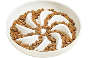 PETTOM miska do spowolnionego karmienia ceramiczna dla kotów, ulepszona - podniesiona krawędź odporna na rozlanie, miska do spowolnionego karmienia dla kotów przeciwko wymiotom, na mokrą/suchą karmę