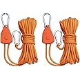 KOOKBRO 2PCS 15 Feet Ratchet Tie Down Rope Canopy Tent Tie Downs Strap Retractable Hanger with Hooks Reinforced Metal Gear for Camping Essentials 5/32" (Orange 2Pcs)