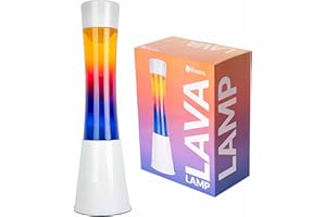 Fisura - Lámpara de lava multicolor. Base blanca y cristal con efecto degradado multicolor. Lámpara efecto relajante. Con bombilla de repuesto. 11 cm x 11cm x 39,5 cm.