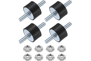 sourcing map 4Pcs M6 x 18mm Rubber Mounts, 15 x 25mm Cylindrical Anti Vibration Isolator Studs Shock Absorber Double Studs with Nuts for Car Bobbin Generator Air Compressors