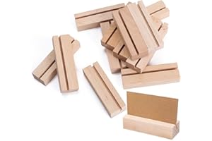 KINDPMA 15PCS Titulaire en Bois Supports Cartes Bois Naturel Porte Menu Mariage Support Photo Carte Porte-Cartes en Bois pour Carte de Visite Mémo Porte-Nom Marque Place Carte Postales