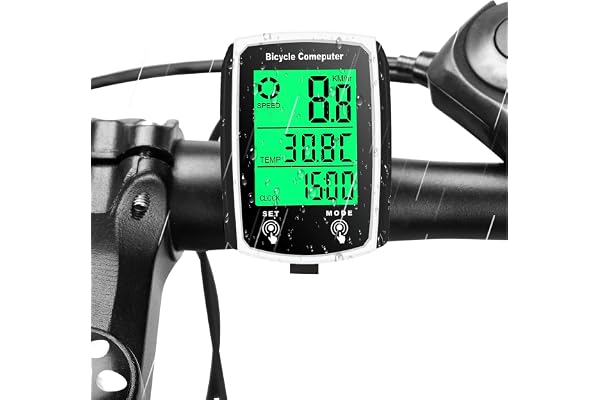 Bike Computer Universal 19 Functions IP54 Waterproof Bicycle Speedometer Odometer Wired Cycling Computer Touch Screen with LCD Backlight Display Auto Start/Stop MTB Road Cycling Accessories