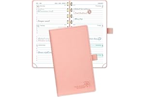 POPRUN Pocket Diary 2024 Week to View 16.5 x 9 cm Spiral Bound Soft Cover, Slim 24 Small Weekly Planner with Work Appointment, Card Slot, 100GSM FSC® Paper - Pink