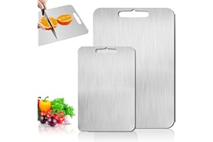 JIEBAO 2PCS Tabla de Cortar de Titanio,Titanium Cutting Board,Tabla de Cortar de Acero Inoxidable,Tabla cortar acero inoxidable,Tabla cortar cocina titanio para cortar carnes, frutas y verduras