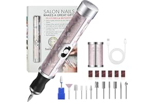 BOBOPACK Lima De UñAs EléCtrica - Set Profesional Con 12 Cabezales Pulidores, 6 Granos, 4 Velocidades Ajustables, Carga Sin Cable, Para UñAs De Manos Y Pies, Quita Gel, Ideal Para Pedicura Y Manicura
