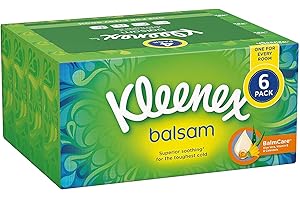 Kleenex Balsam 3 Ply Facial Tissues Superior Soothing Balm Care, 384 Count, Pack of 6, COST270680(Packaging May Vary)