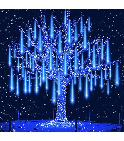 Guirlande Lumineuse Météore Auniq - 10 Tubes De 30 Cm, 240 LED, IP65, 5m De Câble - Effet Pluie De Neige, Décoration Extérieure/Jardin/Noël - Prise EU