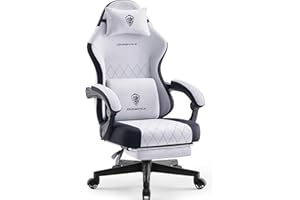 Dowinx Sedia da gaming in tessuto con cuscino primaverile, supporto lombare per ufficio, con poggiapiedi per adulti, ergonomica, grande e alta, per Office Gaming, grigio