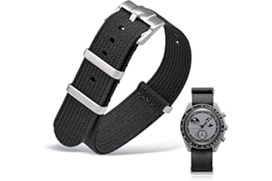 OLLREAR Paski do zegarków Omega Swatch Moonwatch, nylonowe paski do zegarków 20 mm, z klamrą ze stali nierdzewnej, wymienne paski sportowe dla mężczyzn i kobiet