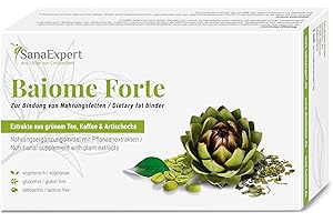 SanaExpert Baiome Forte, Natural Fat Binder, Green Coffee, Green Tea, Prickly Pear and Artichoke Extracts, 60 Capsules