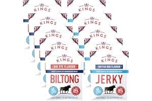 ‎KINGS Kings Jerky/Biltong, Trockenfleisch, High Protein Trockenfleisch, Glutenfrei (10 x 25g) … (Mix Pack)