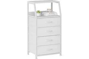 CAIYUN Fabric Dressers, 33.4" Tall Chest of Drawers with 4 Drawers, Fabric Dresser with Shelf, Dresser for Entryway Hallway Living Room, Closet Storage Drawer, White(Single piece)
