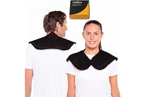 LyfeFocus Pack de gel chaud et froid réutilisable pour soulager les douleurs du cou et des épaules - micro-ondable et congelable - Coussin chauffant pour tensions musculaires - (Noir) Housse