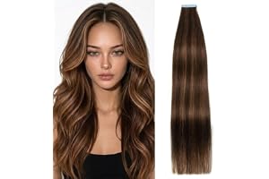 Tejp in Extensions äkta hår, balayage brun tejpförlängningar, äkta hår, 30 | 20 stycken 40 g #2/2/6 färg sidenlen len Remy hår sömlös osynlig tejp hårförlängning äkta hår för vardag och dejt