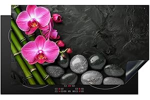 KitchenYeah© Coperchio Piano Cottura 90x52 cm Cucina Copri Fornelli Tappetino Induzione Antiscivolo Piastra Protezione Fiore - Cemento - Rosa