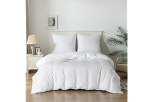 Good Nite Funda Nórdica 3 Piezas Microfibra Juego de Funda Edredon 240 x 220 cm con 2 Funda de Almohada 80 x 80 cm Blanco Suave Transpirable