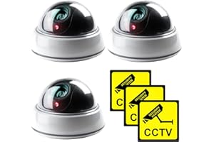 GOMETY 3 cámaras falsas de 12,5 x 10 cm, con LED rojo intermitente, CCTV, para vigilancia en casa y oficina