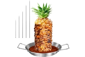 LAYHYAND Vertical Kebab Skewer Stand, 5 Sizes Skewers with 10 inch Barbecue Gyro Spits Pan, Stainless Steel Grill Rack Spikes(6"/8"/10"/12"/14") for Grilling Meat, Chicken, Kebab, Fish, Shawarma, Taco