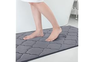 Homaxy Tapis de bain en mousse à mémoire de forme - Antidérapant - Doux - Absorbant - Lavable - Facile d'entretien - 60 x 120 cm - Gris foncé