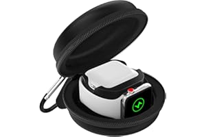MoKo Storage Box Compatible with Apple Watch Ultra 2/Ultra/SE 2/SE/Series 10/9/8/7/6/5/4/3/2/1, Portable Protective Travel Case for AirPods Pro 2/1/AirPods 3/2/1 Charging Case Holder Dock,Black