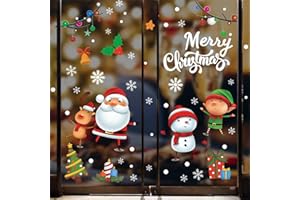 Tuopuda Natale Vetrofanie Natale Adesivi Porta Decorazione Rimovibile Finestra Stickers Babbo Natale Pupazzo Elk Bambini PVC Wallpaper Vetro Vetrina Fai da Te Addobbi Natalizi