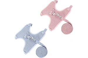 JOCXZI Harnais pour Lapins,1,20 m Laisse Réglable pour Lapins,27 à 35 cm,Lapin Nain Harnais Souple Réglable, Harnais de Lapin Accessoire pour Lapin, Chat, Petit Animal,2 pièces