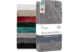 ‎BLUMTAL Blumtal Cashmere Touch Spannbettlaken 180x200 cm Plüsch - Oeko-TEX zert. Winterbettlaken weich aus Mikrofaser - Grau